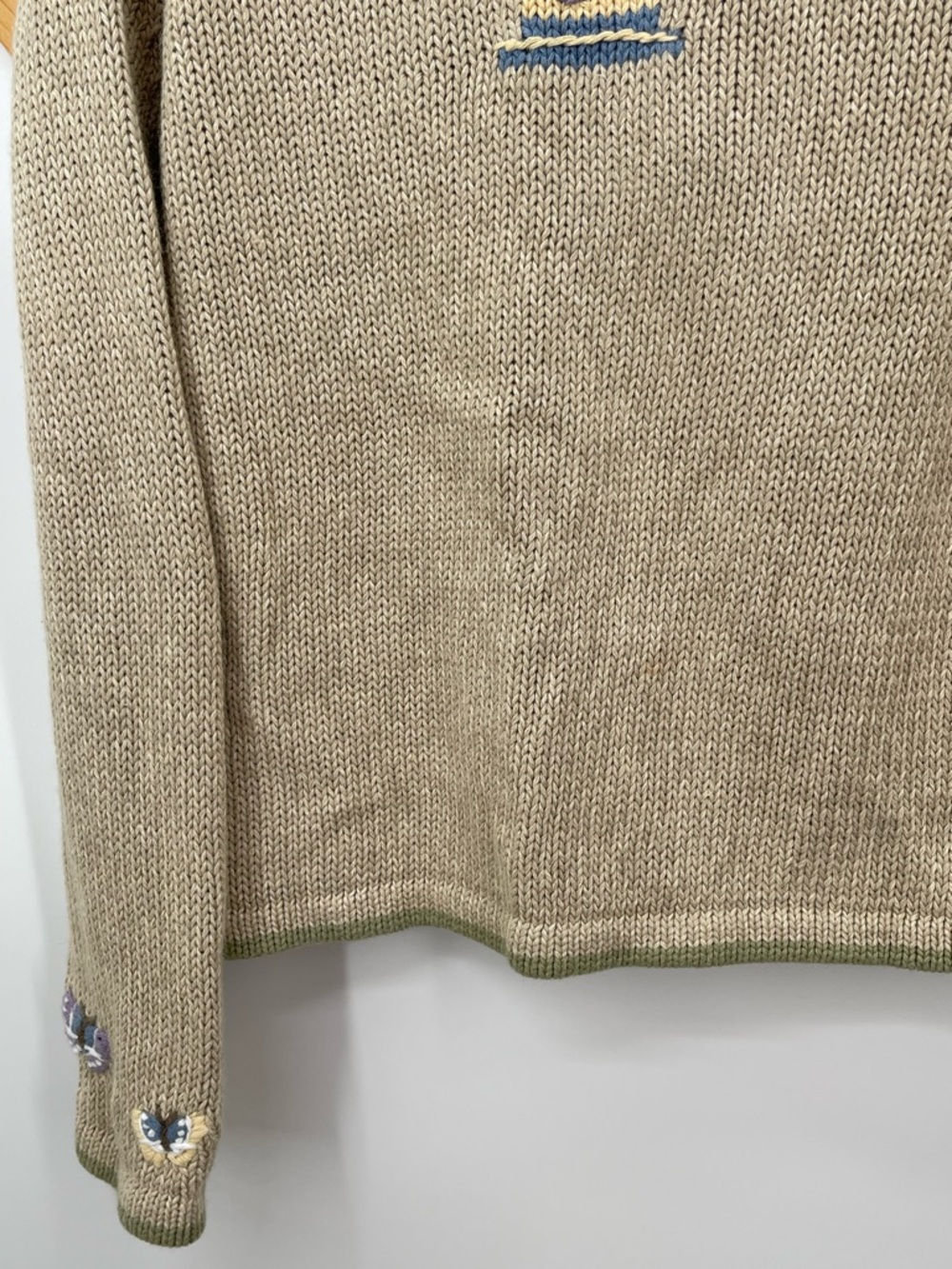 Christopher & Banks Knit Sweater with Blue-Yellow Birdhouse Hand Embroidery - Picture 12 of 13